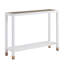 Console de hall d'entrée en verre avec conception à 2 niveaux, canapé étroit de 41 po avec détails en maille dorée et structure en métal blanc pour le couloir, le salon ou le vestibule