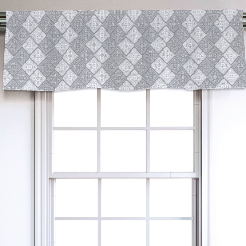 Sateen Geometric Ruffled Window Valance