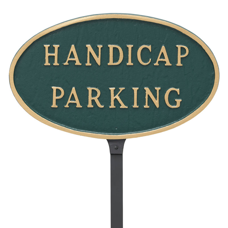 Enseigne de jardin de l’état du parking handicap, Vert forêt / doré, H 8,5 po x l 13 po x P 0,25 po