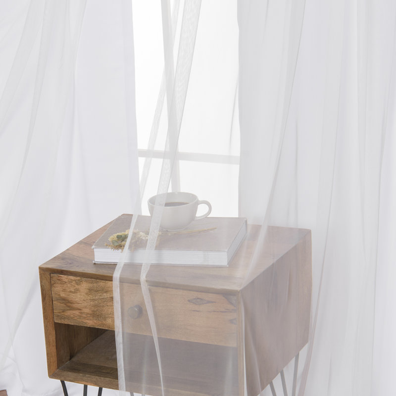 Rideau occultant en polyester Fortuna, Blanc