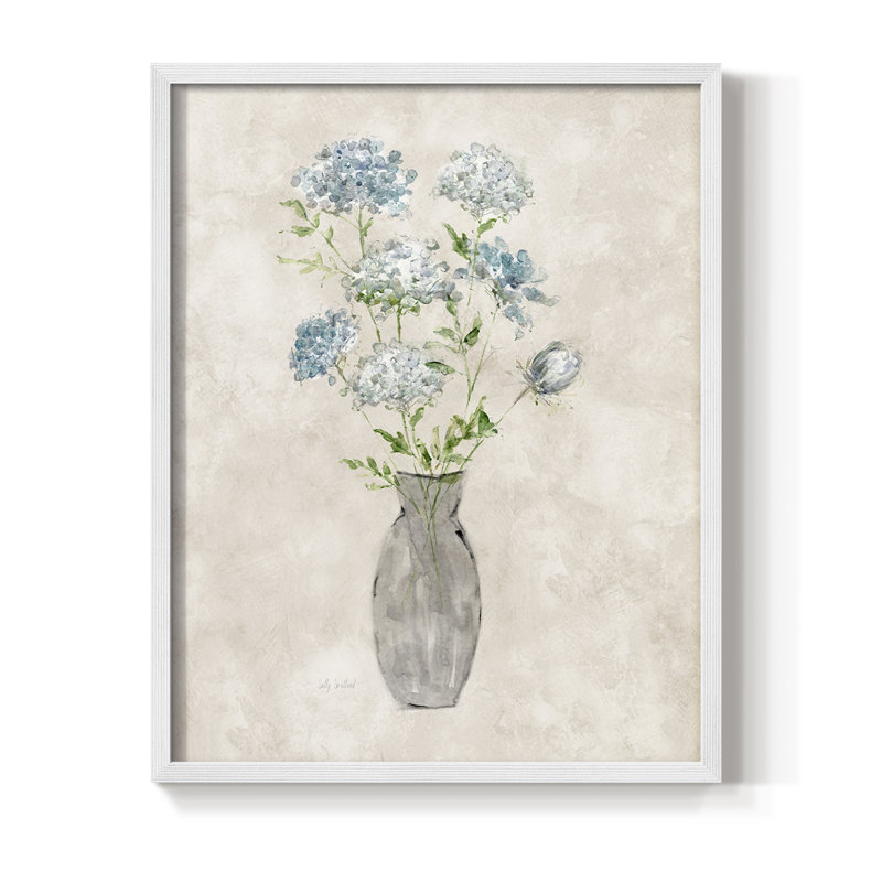 «Blue Lace Bouquet II», reproduction encadrée - bois massif, H 11 po x l 9 po, Blanc