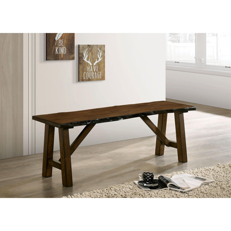 Banc de salle à manger en bois massif avec finition noyer rustique, conception Live Edge et siège vieilli | Idée de cadeau