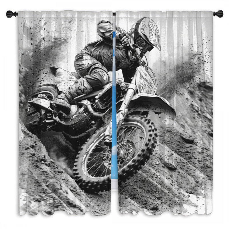 Rideaux de fenêtre Motocross, 40 po x 60 po - 2 panneaux, Obscurcissement de chambre