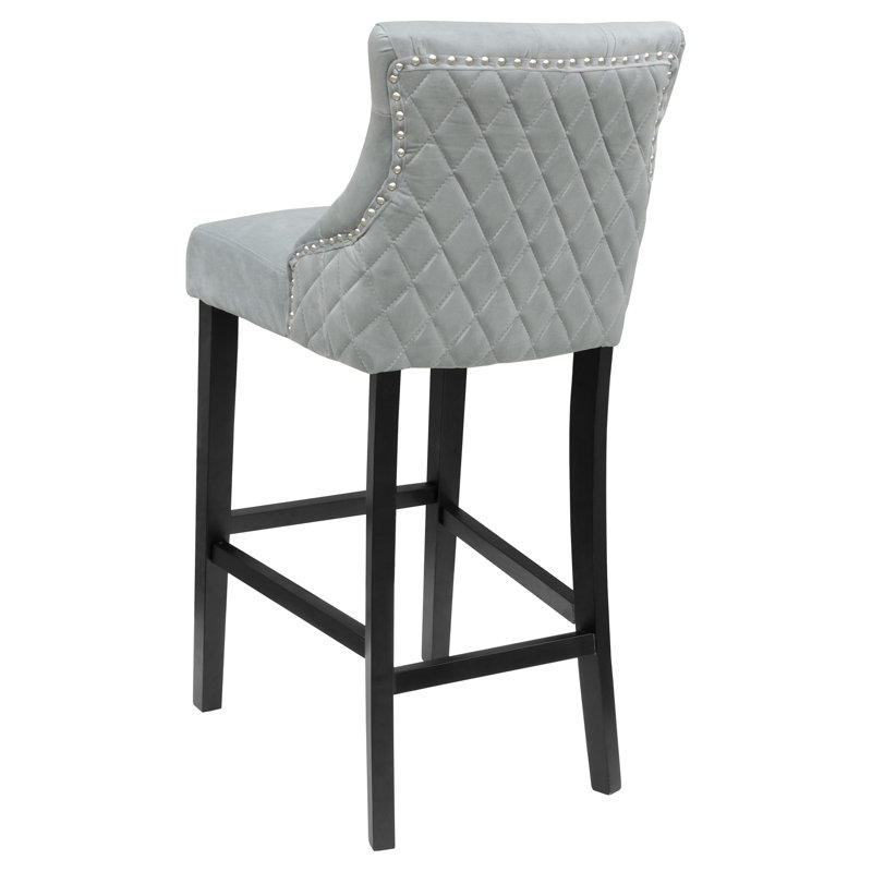 Bren Upholstered Counter Stool with Solid Wood Frame, Grey