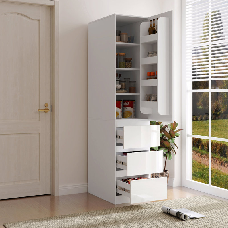 Armoire de rangement pour garde-manger, garde-manger avec portes, tablettes et tiroirs