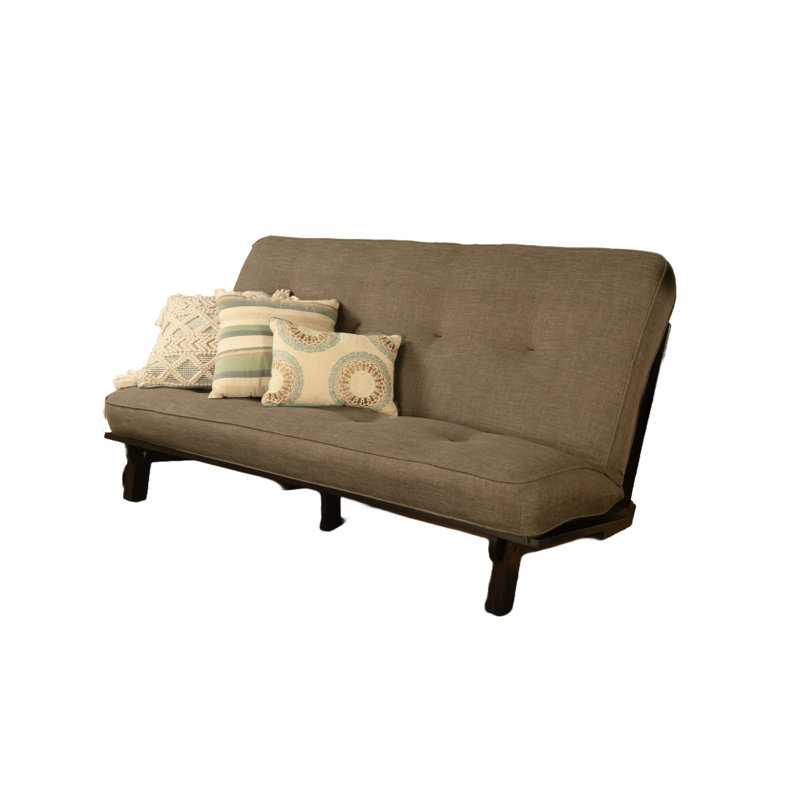 Higden Full 75" Wide Carson Java Futon with Mattress, Linen Stone Polyester