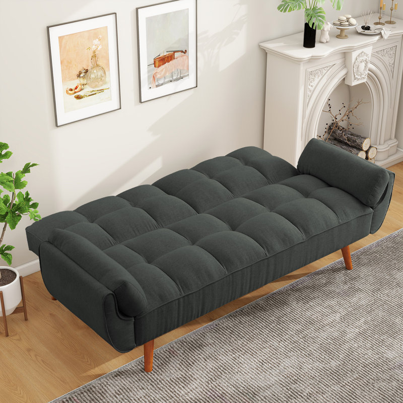 75,39 po Futon canapé-lit, canapé-lit rembourré convertible avec dossier inclinable, Gris foncé