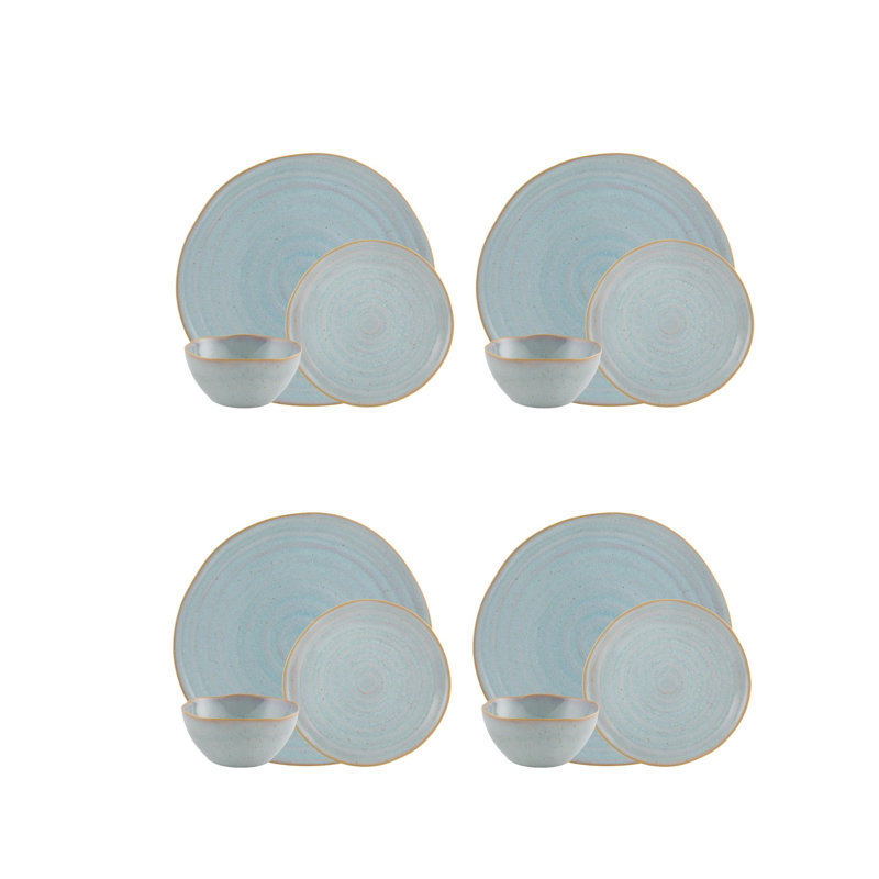 Gemstone Moonstone Stoneware Dinnerware Set - Service for 4