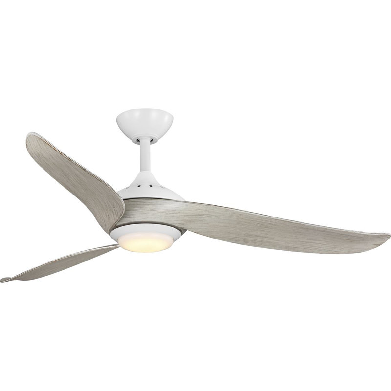 Conte 52'' Ceiling Fan with LED Lights, Washed Oak, Satin White