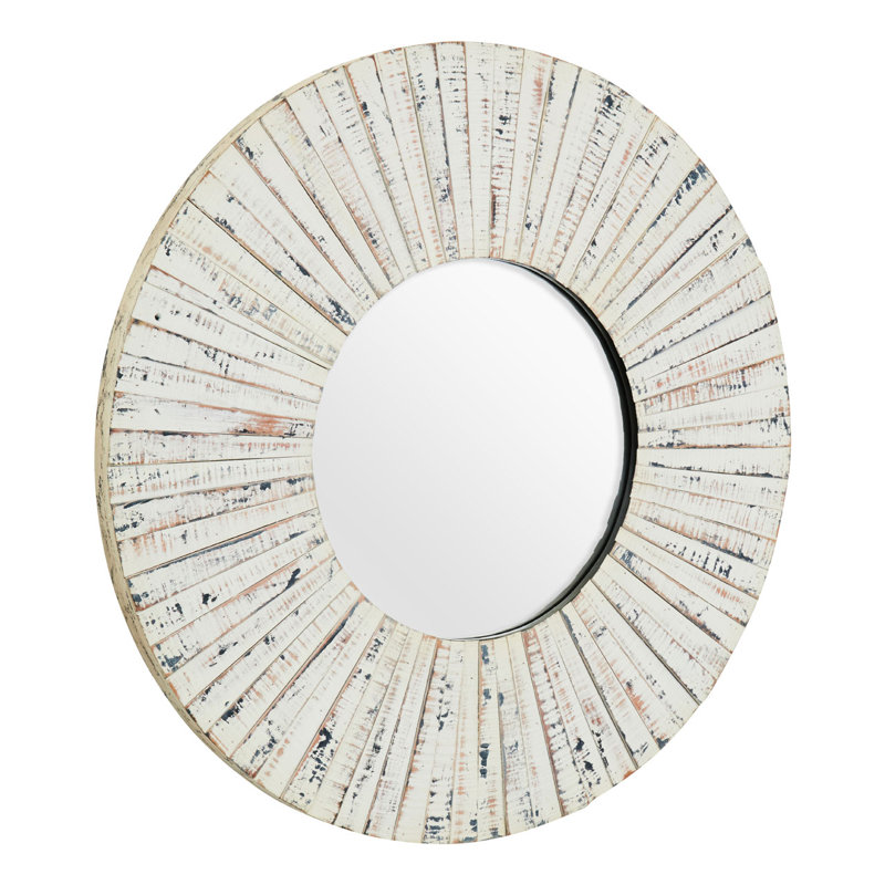 Reigate Solid Wood Flat Wall Mirror, White Wash