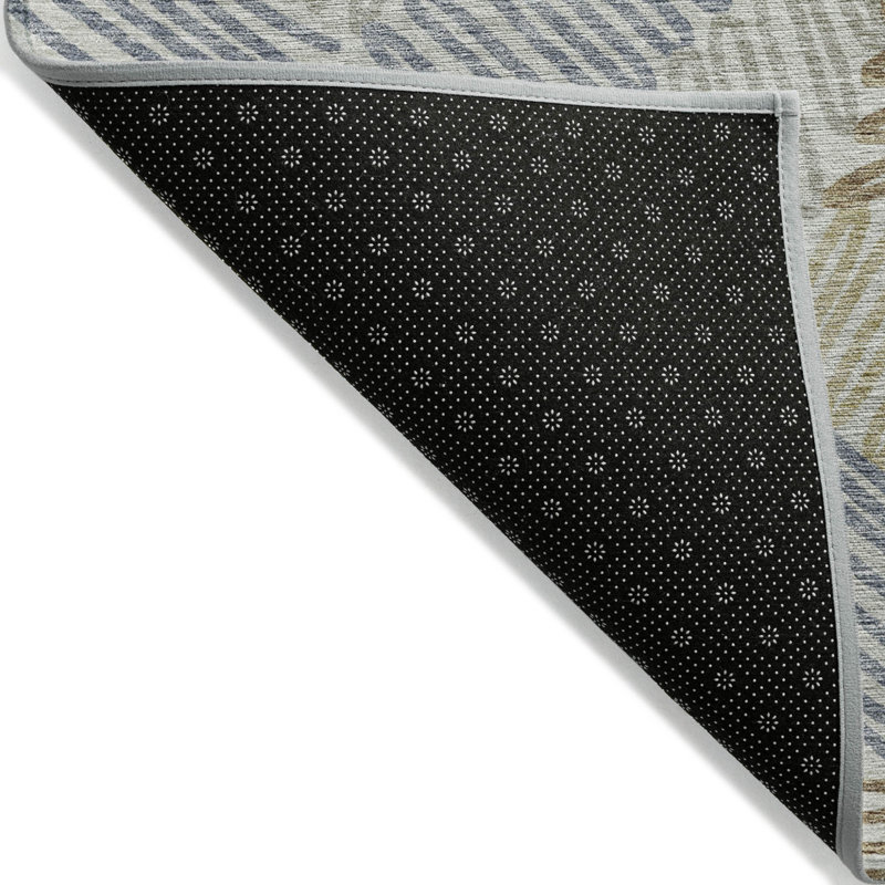 Tapis extérieur lavable floral gris et beige taupe 10 pi x 14 pi