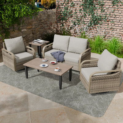 Jusuf Wicker 4 - Person Patio Conversation Set with Cushions