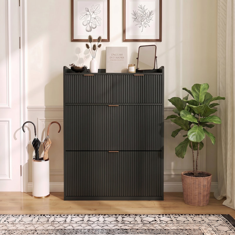 10 Pair Shoe Storage Cabinet, Black