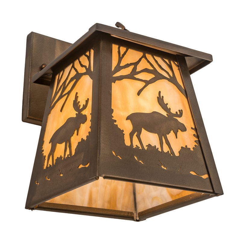 1 - Light Armed Sconce, Antique Copper, Beige