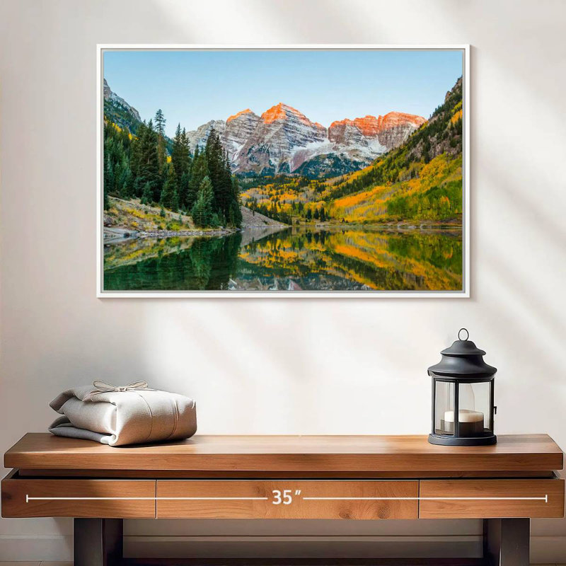 Marron en automne, 25 po x 17 po, Cadre flottant blanc