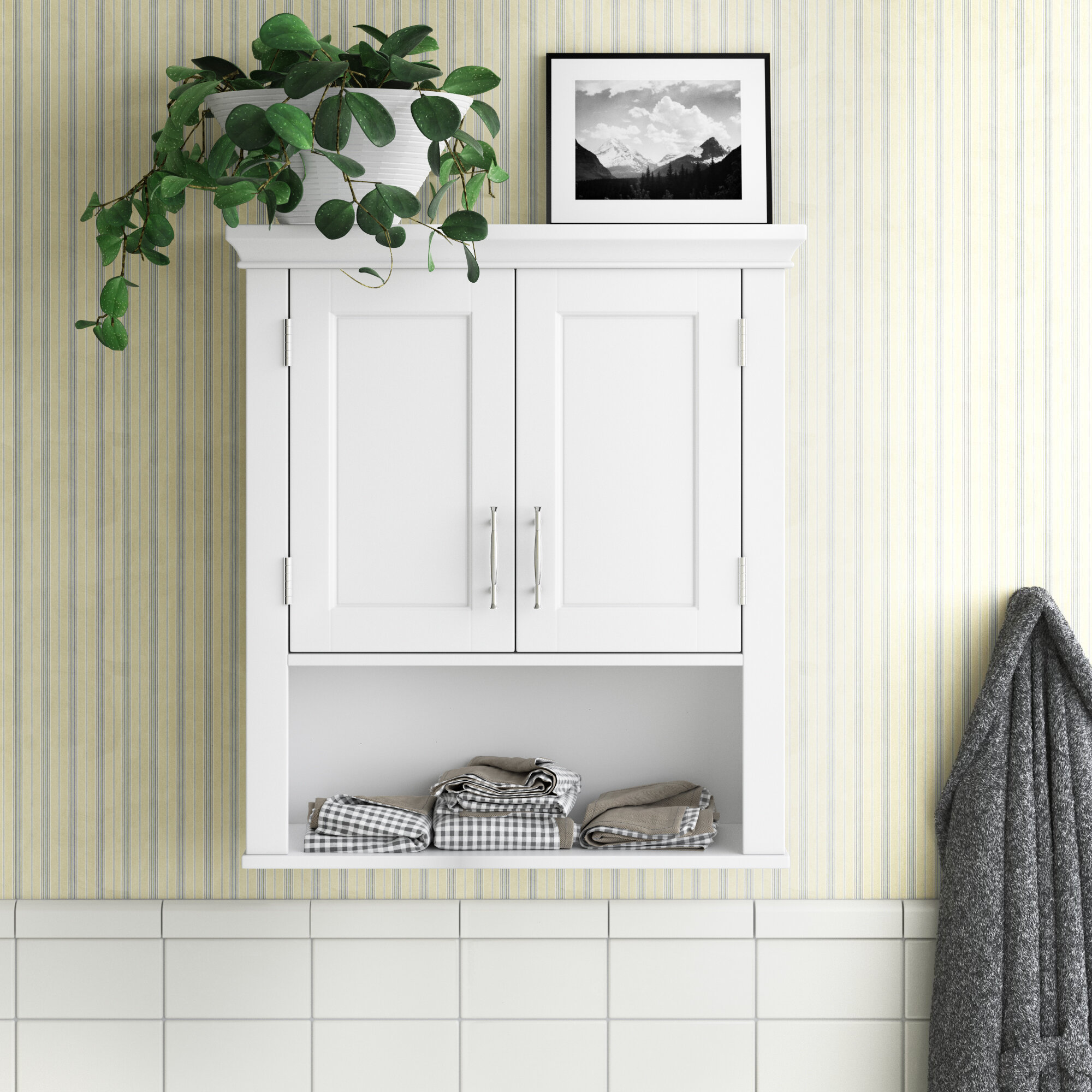 TOLEDO 17 Rustic Bathroom Shelf for Bathroom Decor, Wall Bathroom  Organizer - Set of 3 - White