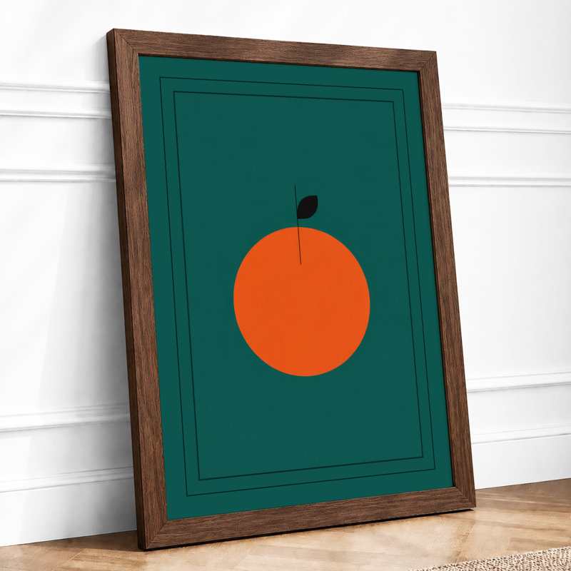 Orange Apple Modern - Framed Print, A4 - 29.7 x 21.0 cm, Walnut