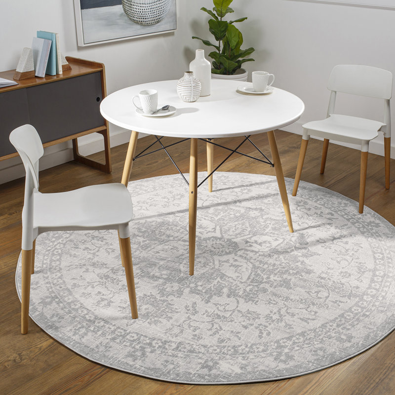 Grey/Ivory Area Rug, Round 160 cm