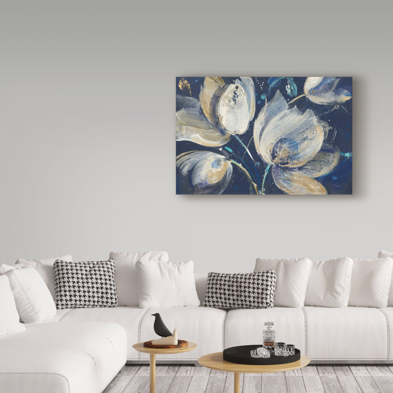 « minuit jardin », reproduction de peinture à l’acrylique sur toile tendue, H 12 po x l 19 po