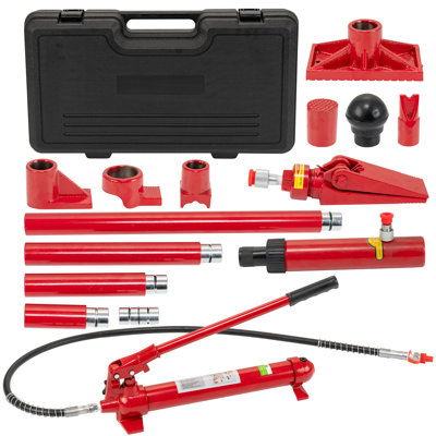 10 Ton Porta Power Hydraulic Jack Kit, 22000 Lbs Capacity Hydraulic Multifunctional Jack with 4.6 ft/1.4 m Oil Hose, Auto Body Frame Repair Kit, Storage Case, for Car Repair, Truck, Garage