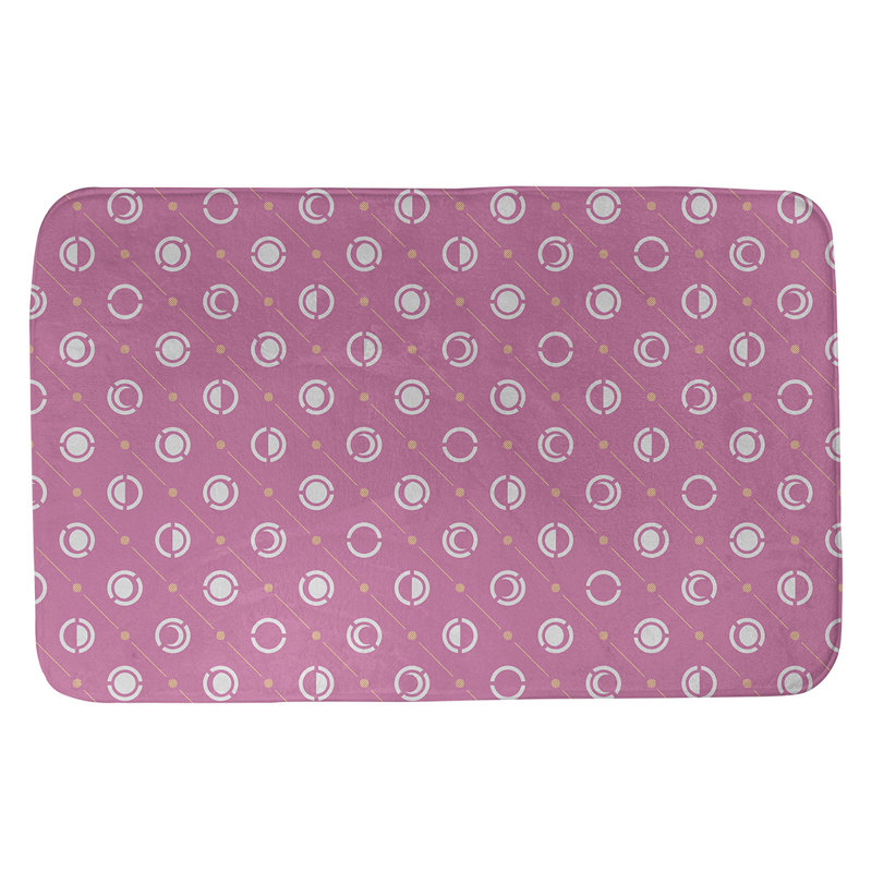 Tapis de bain géométrique antidérapant en microfibre Moon phases, l 21 po x L 34 po, Rose / jaune / gris
