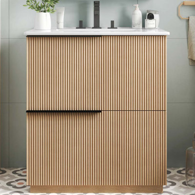 Meuble-lavabo 30 po avec lavabo en céramique et tiroirs pleine extension