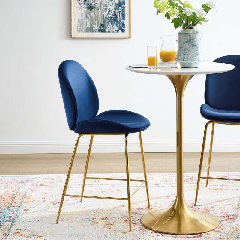 Tabouret de comptoir Scoop Gold, Bleu marine, Tabouret de comptoir (siège d'une hauteur de 25,5