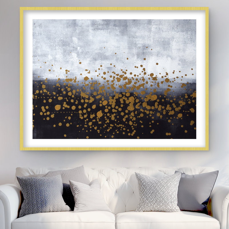 Éclaboussures de peinture dorée sur fond | Reproduction encadrée, Doré