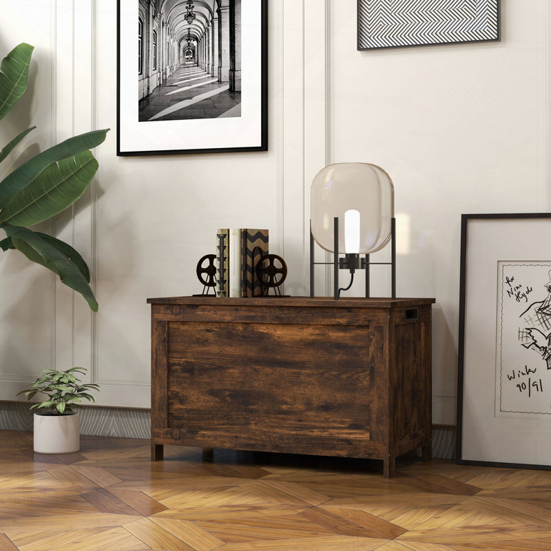 Coffre de rangement avec 2 charnières de sécurité et boîte en bois