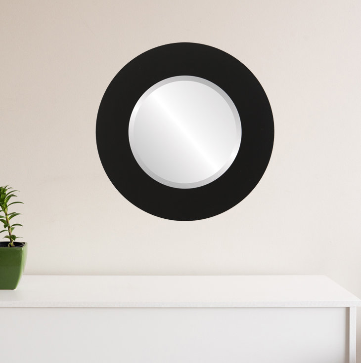 Miroir décoratif rond encadré Royster, H 35 po x l 35 po, Noir mat