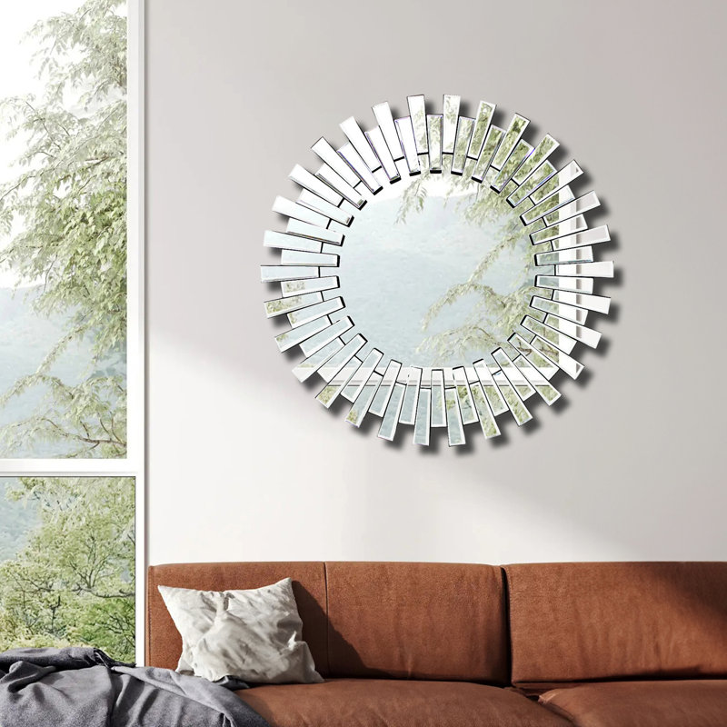 Rachon Glass Sunburst Mirror, 32" x 32"