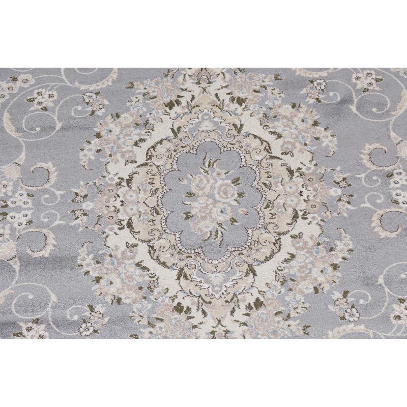 Tapis oriental gris transitionnel floral 2X3, Rectangle 2 pi 7 po x 7 pi 10 po