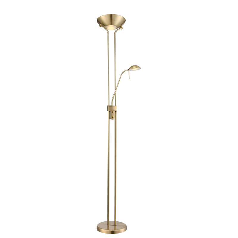 Valentin 180cm LED Torchiere Floor Lamp, Brass matt, 1 x 16.7W LED, 18.7V + 1 x 4.5W LED, 9.4V