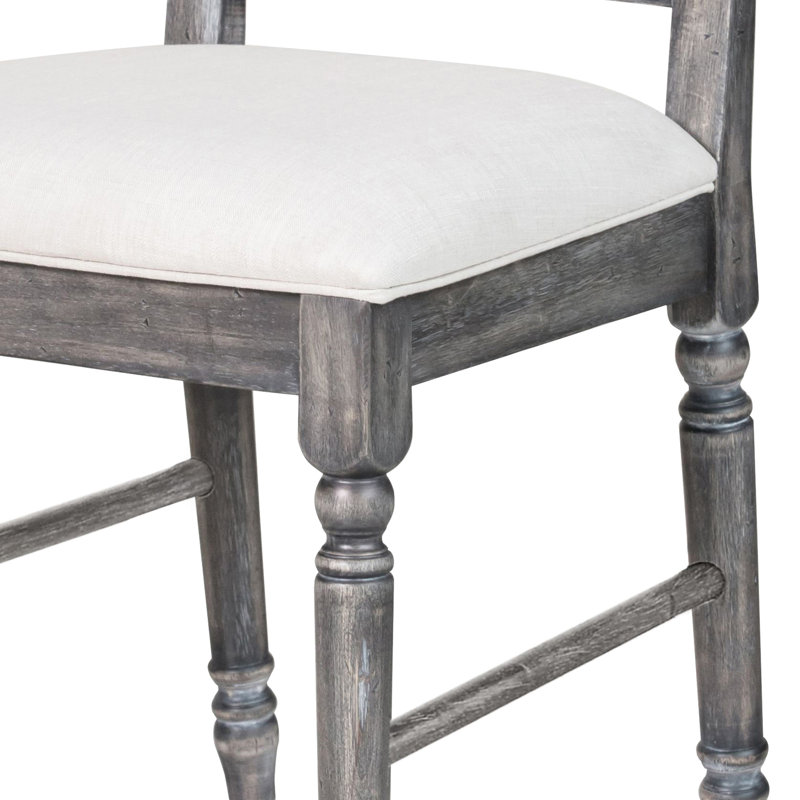 De 2 chaises, crème et gris patiné, forme rectangulaire, 2 lin + gris,