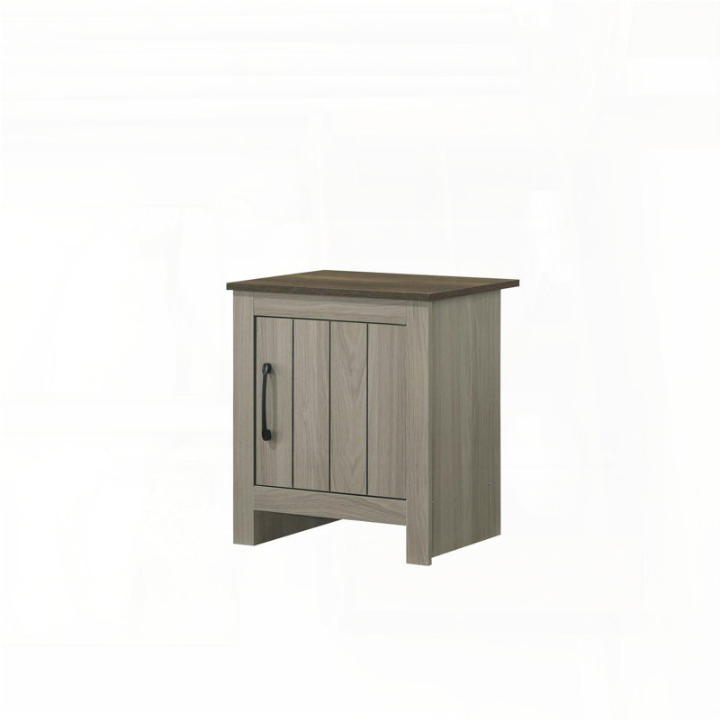 Table de bout avec porte d'armoire - Table de chevet en chêne gris