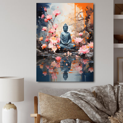 Floral Buddha In Meditation I - Meditation Large Wall Art
