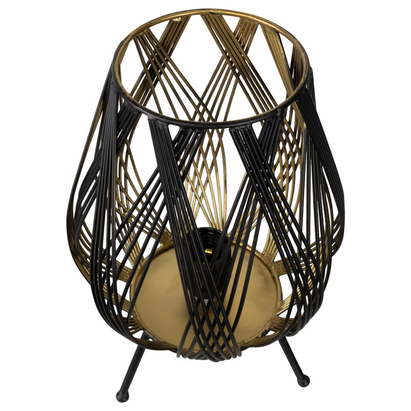 Lampe de table en fer de style cage 12 po - noire