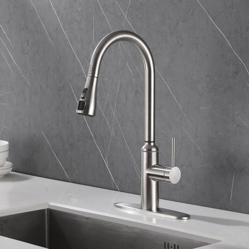 The 2 Functions High-ARC Kitchen Faucet With Touch Temperature Digital Display & Pull Out Sprayer, Chrome
