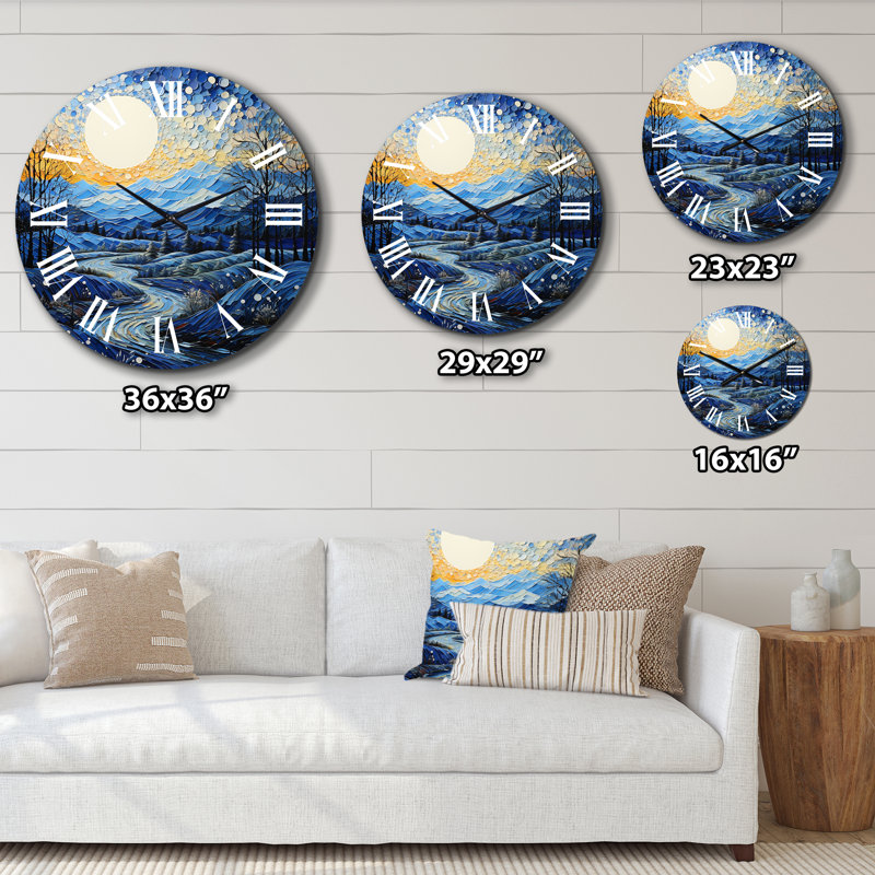 Horloge murale en hiver Winter Snowy Peaks I, Petit