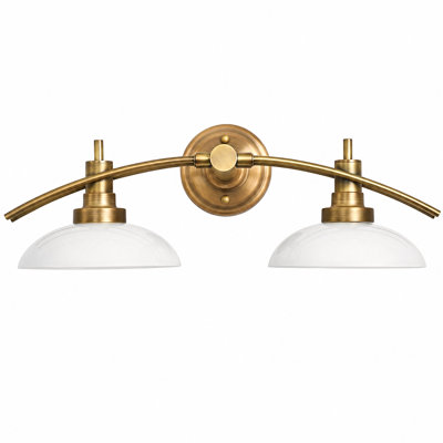 2‑Light Antique Brass Vanity Wall Sconce