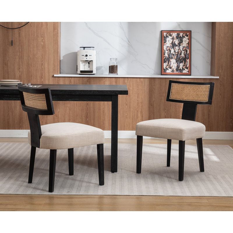 Chaises de salle à manger rembourrées Farhat, Beige / noir , Noir, noir, noir, noir