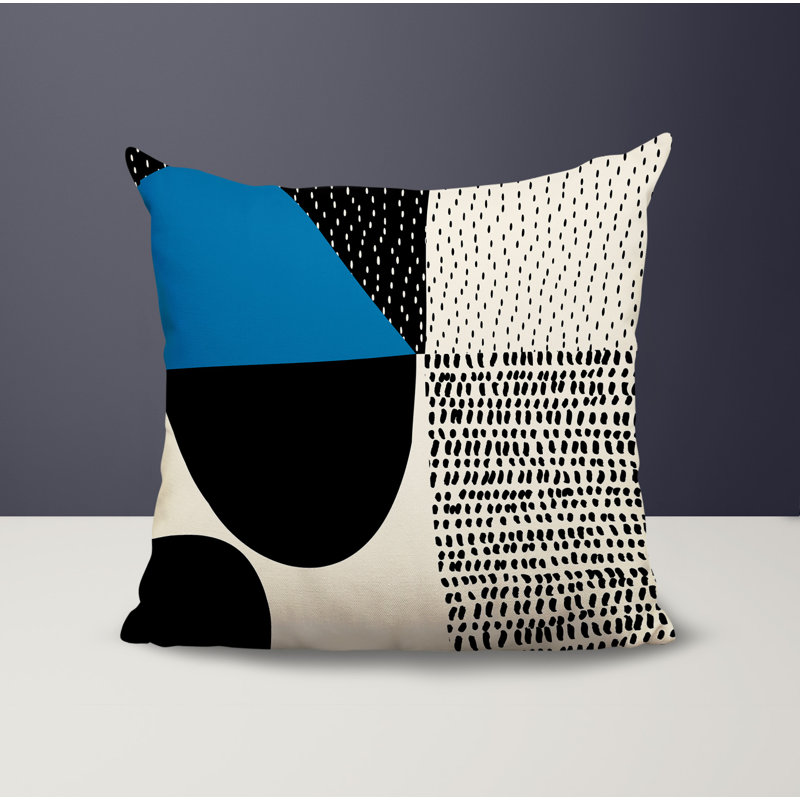 Coussin carré intérieur / extérieur pia, H 15 po x l 15 po, Turquoise / noir / blanc cassé
