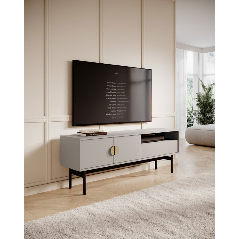 Anvitha Unfinished TV Stand for TVs up to 65", Grey Beige