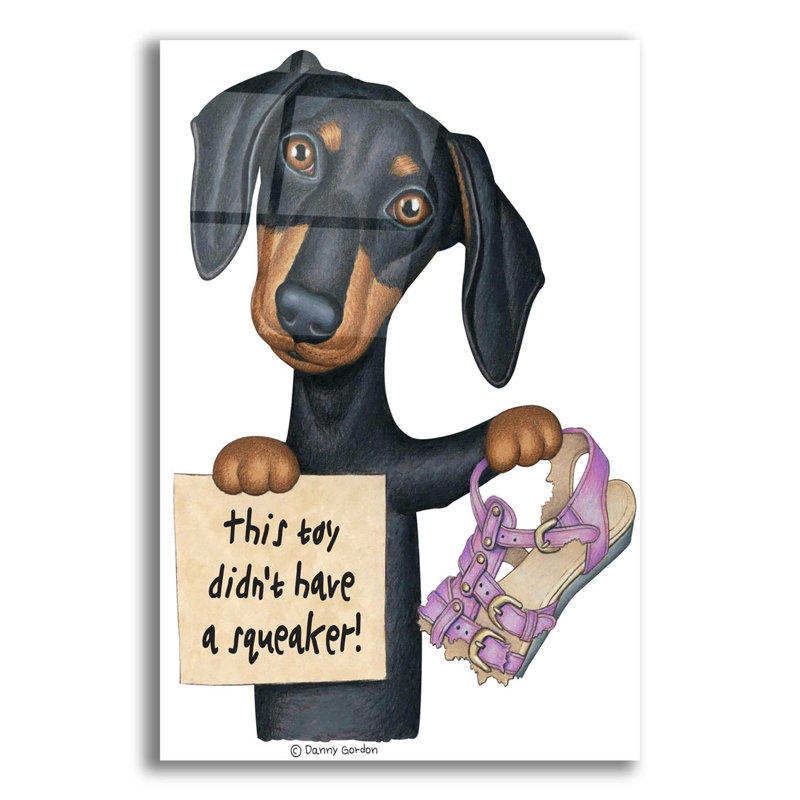 Squeaky Black Dachshund sur plastique / acrylique, H 16 po x l 12 po x P 0,13 po