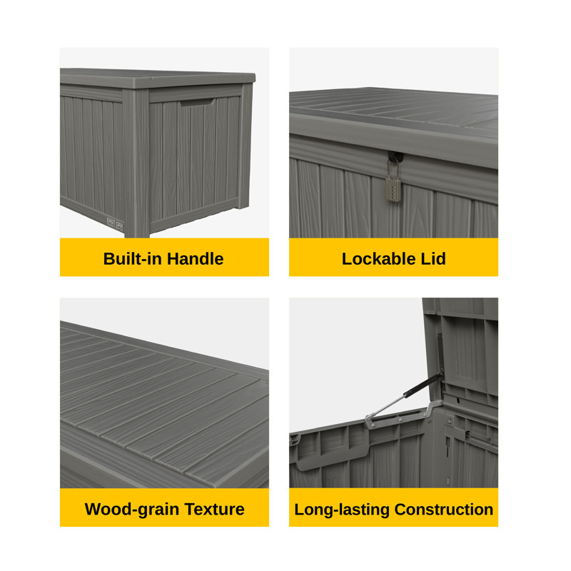 Gray 150 Gallon Lockable Weather-Resistant Plastic Deck Box
