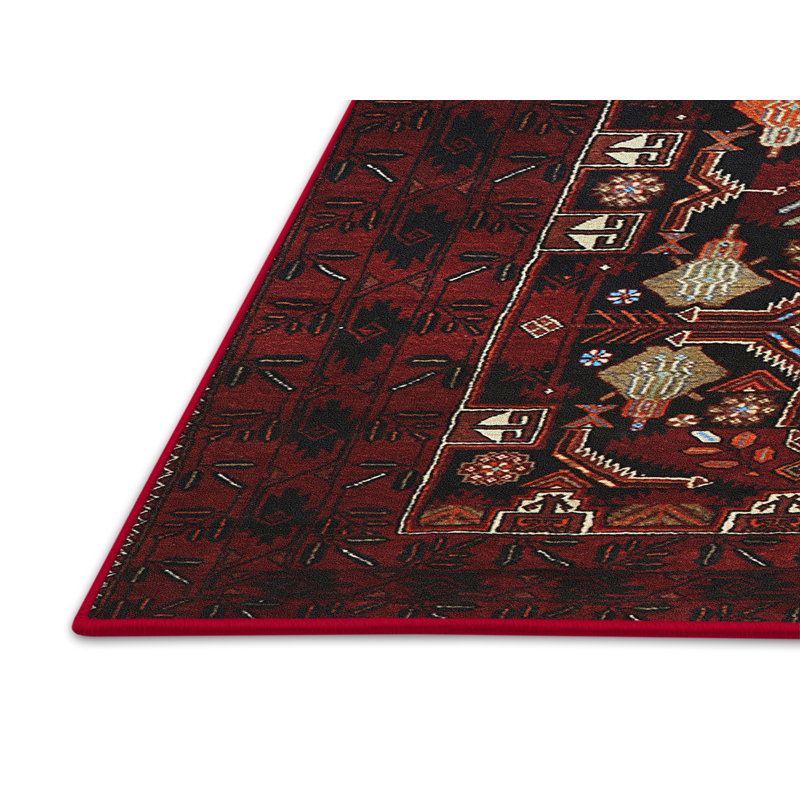 Tapis de style oriental rouge, Rectangle 5 pi x 7 pi