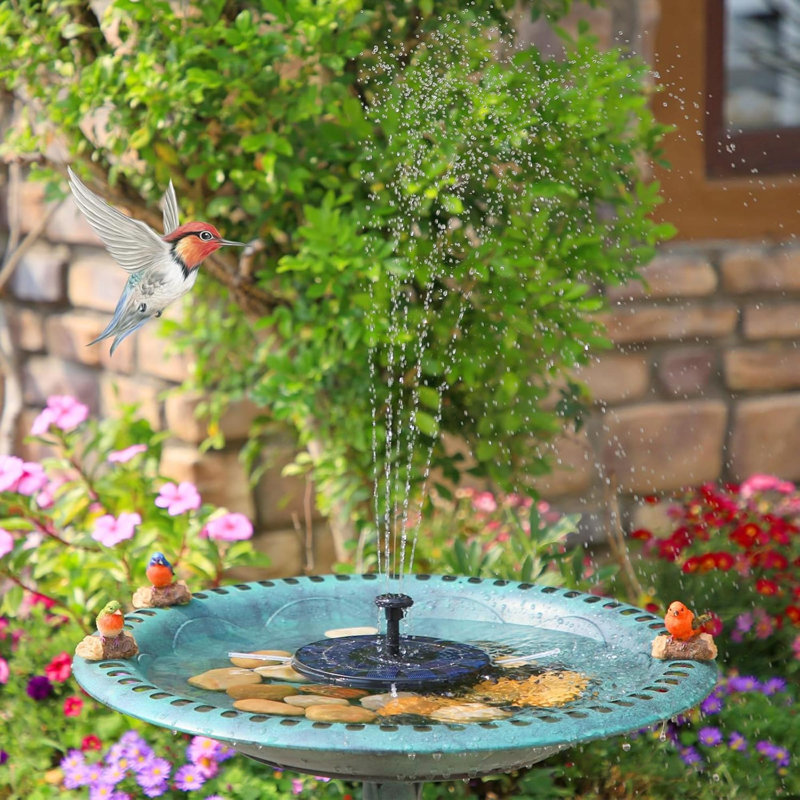 Fontaine solaire pour bain d'oiseaux avec 6 buses et fontaine à eau