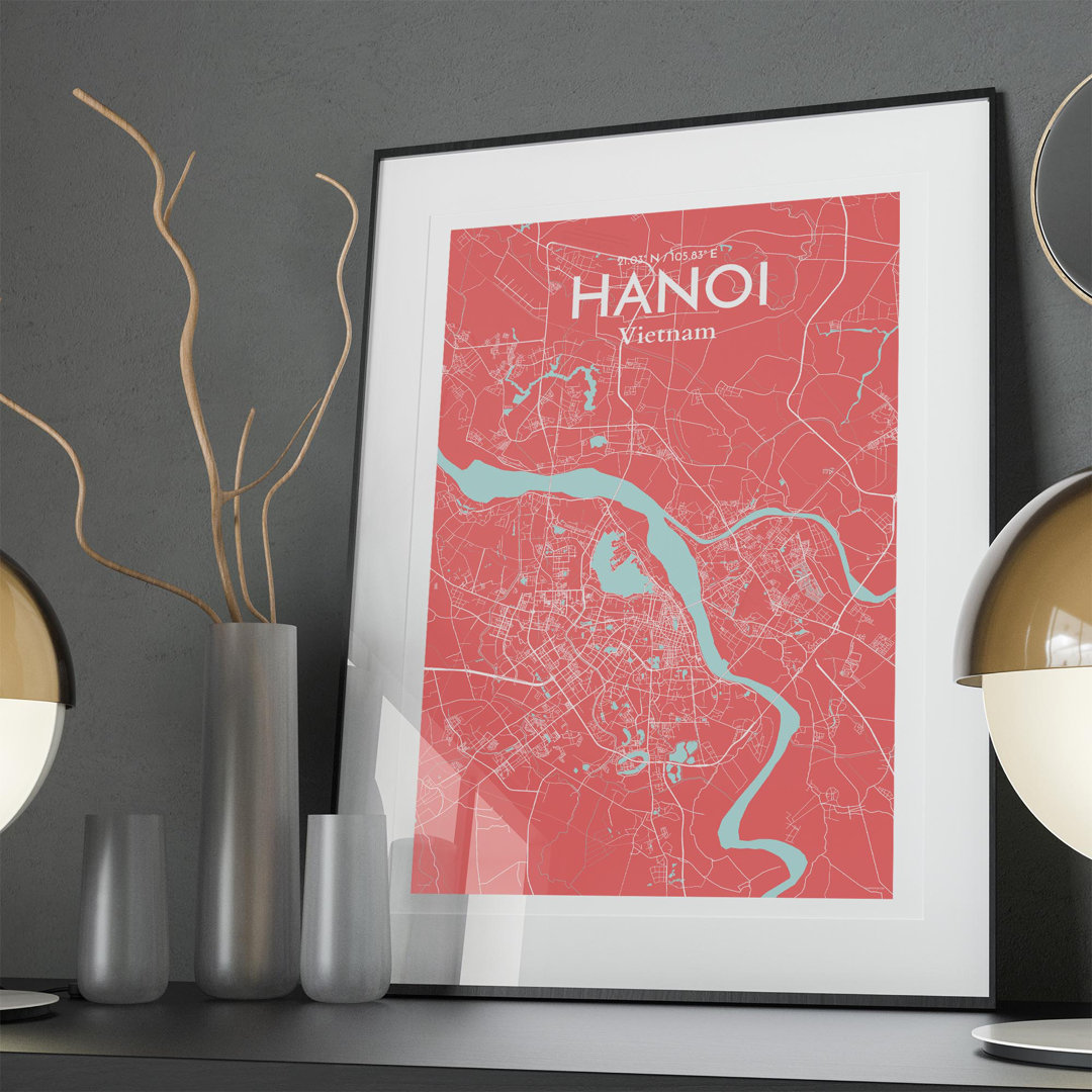 Hanoi City Map In Maritime - No Frame Print