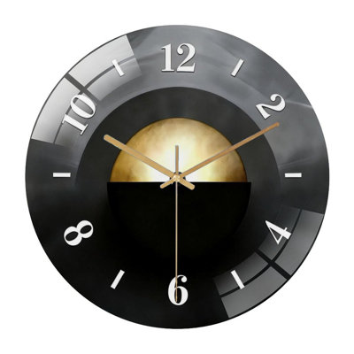 Horloge murale 12 po ronde en verre trempé avec mouvement à quartz silencieux
