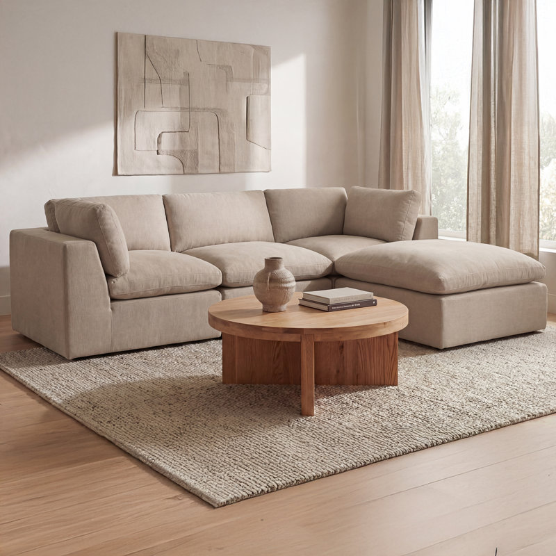 Cates Lounge Modular Sectional Pebble, Beige Polyester